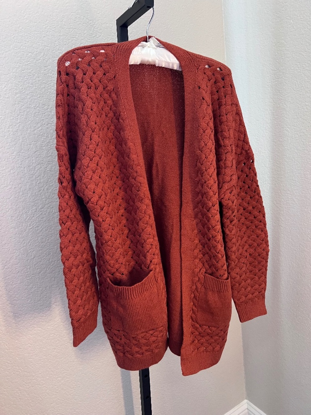 Cardigan with woven knit